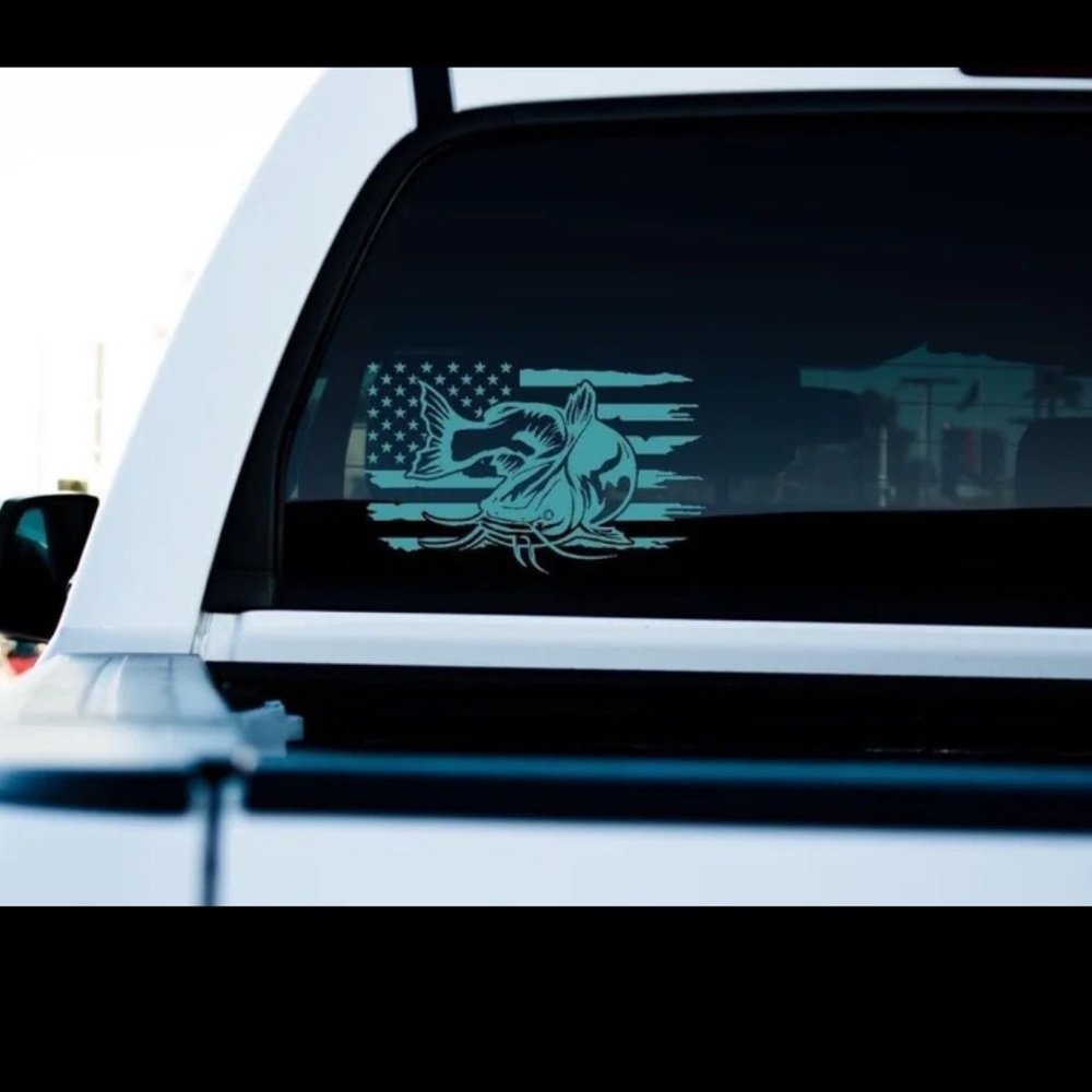 Distressed American Flag Catfish Decal